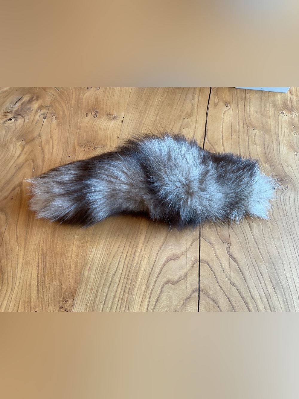 Genuine Wolf Fur Tail in Silver-Brown